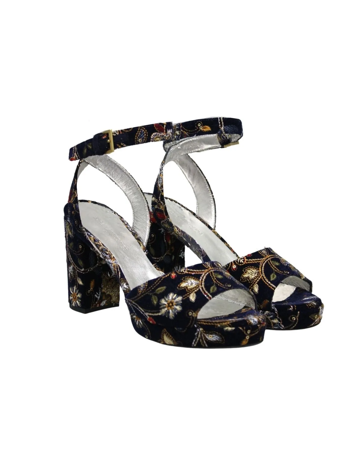 Embroidered platform sandals