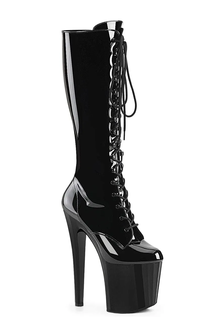 ENCHANT-2023 Black Patent Knee Boot