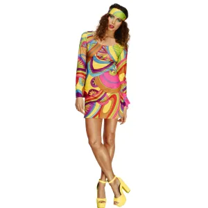 Fever 60s/70s Flower Power Ladies Costume