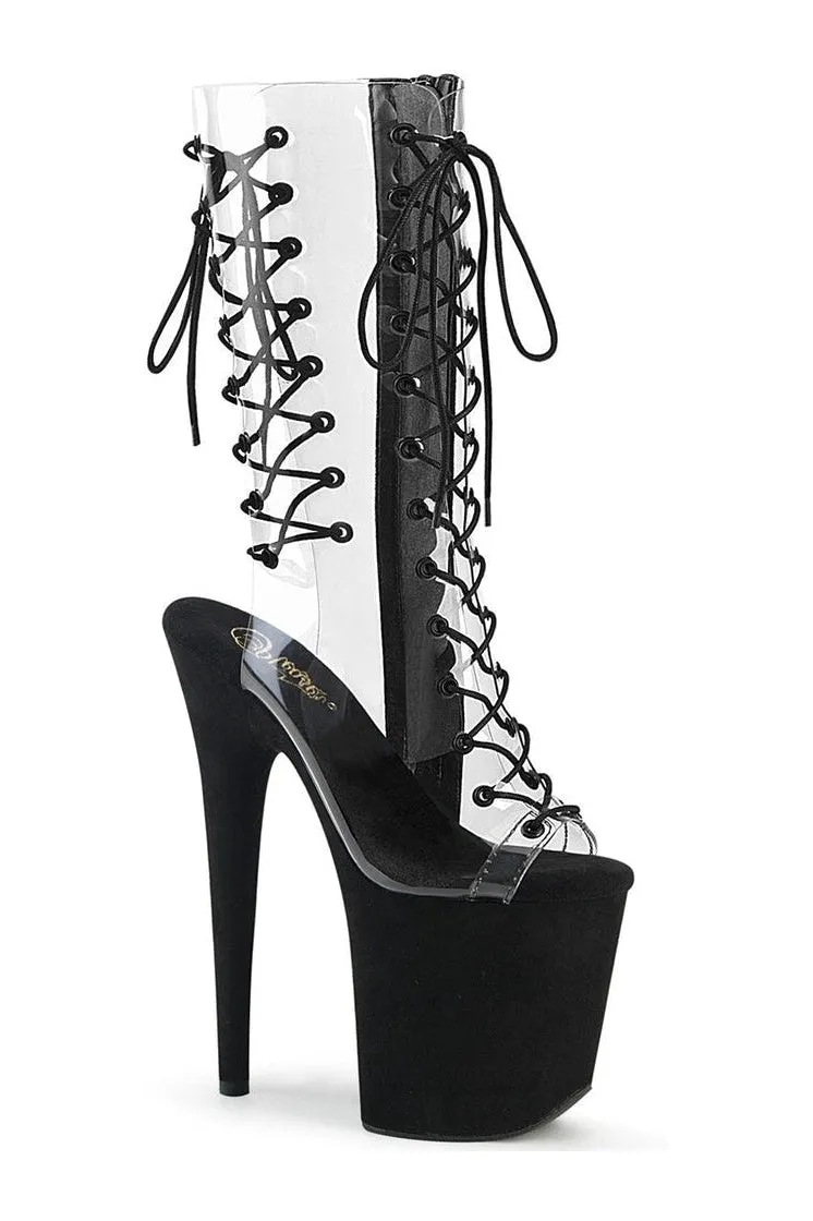 FLAMINGO-800-60FS Exotic Knee Boot | Clear Vinyl