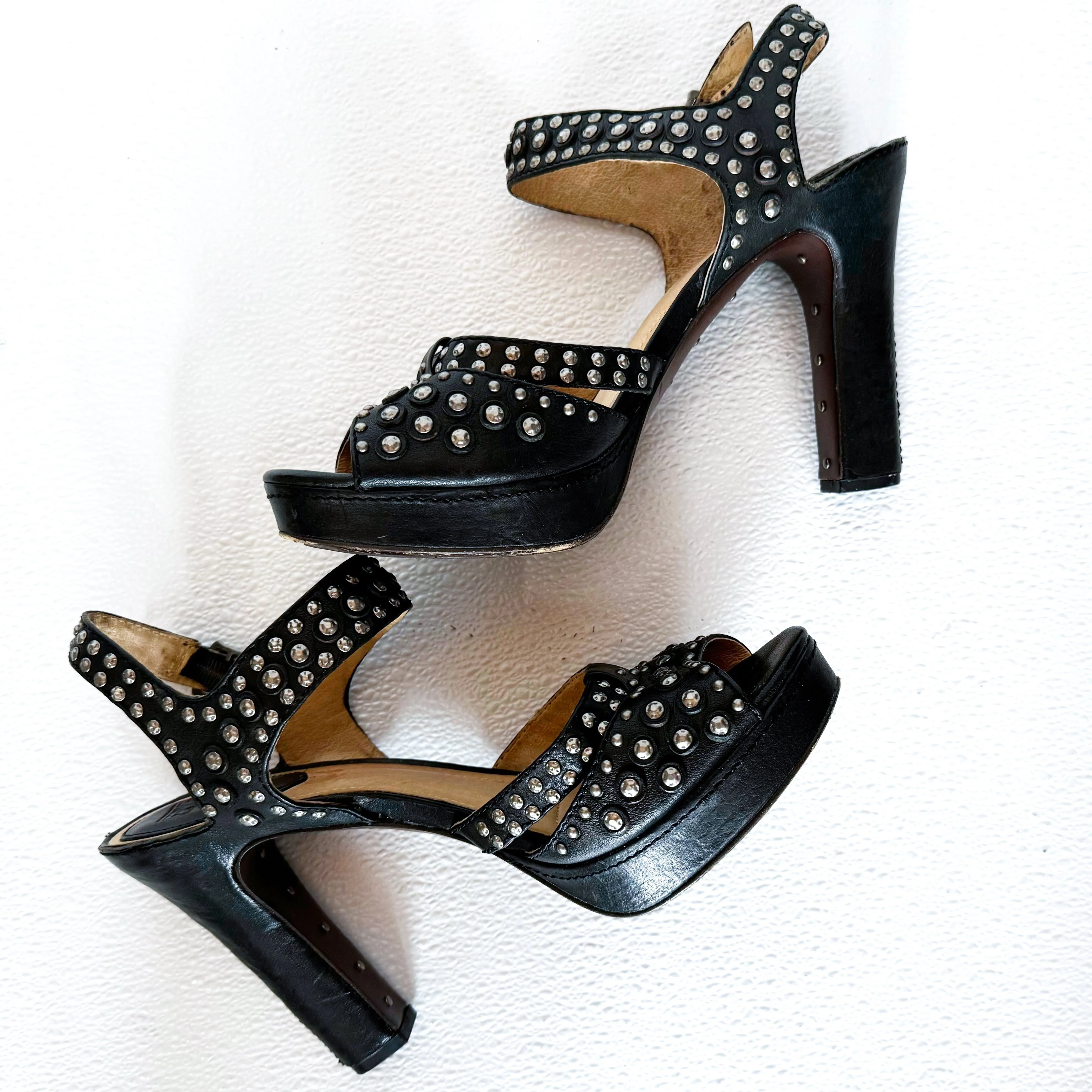 Frye Black Studded Platform Heels