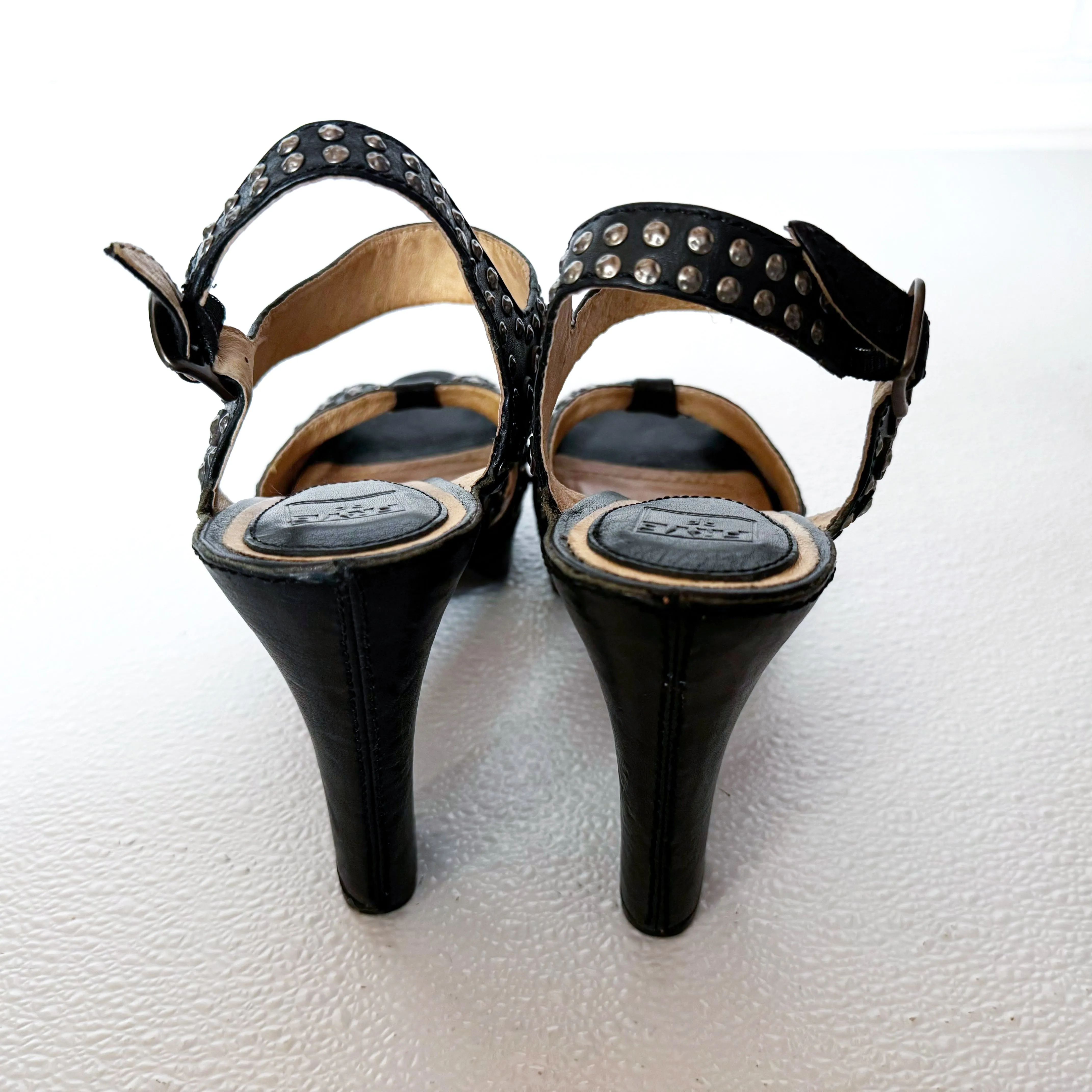 Frye Black Studded Platform Heels