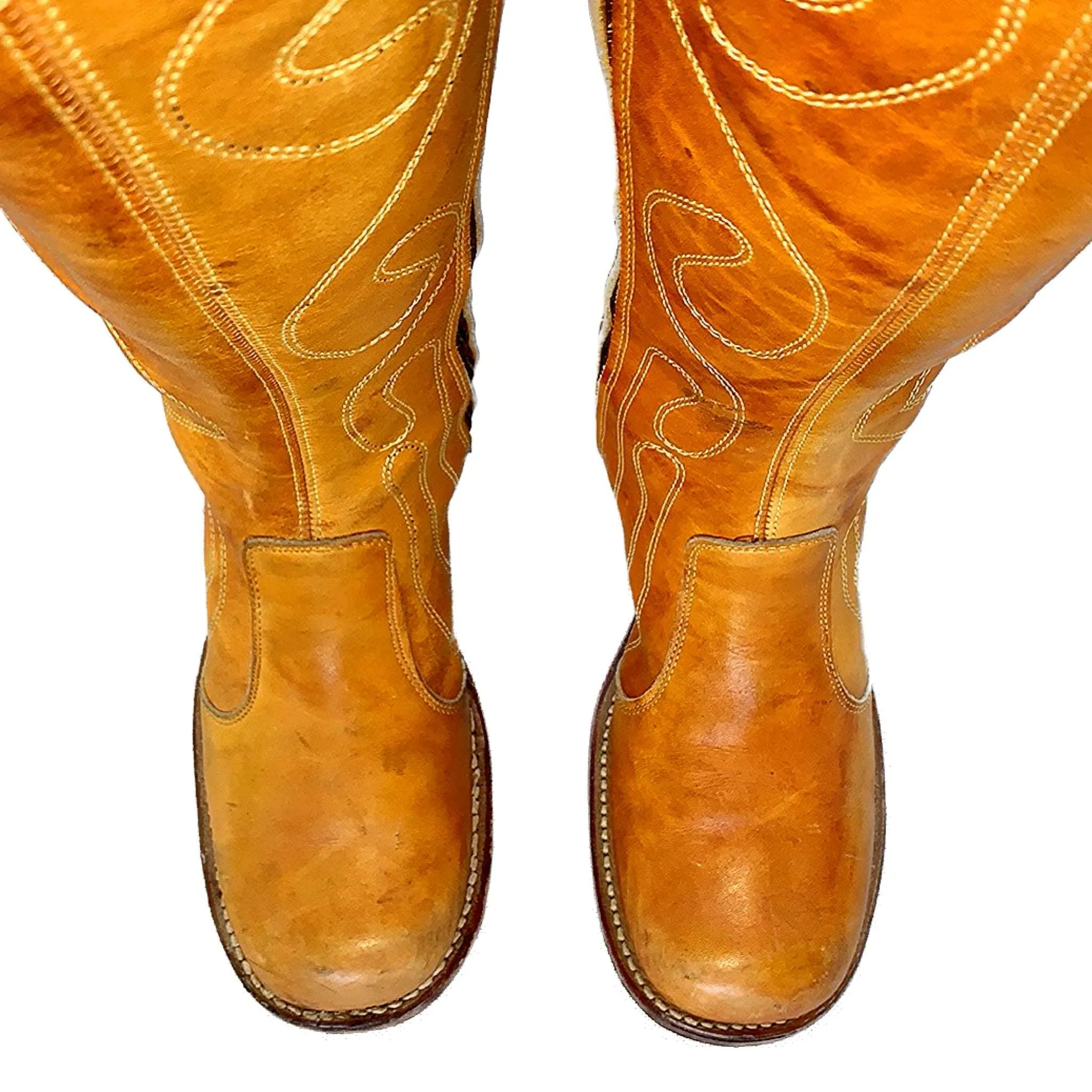 FRYE True Vintage Banana Sunrise Leather Black Label Swirl Embroidered Tall Knee High Zippered Boots