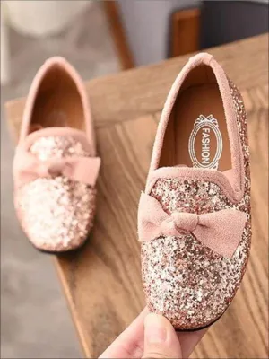 Girls Glitter Bow Knot Princess Slip-On Flats Shoes By Liv and Mia