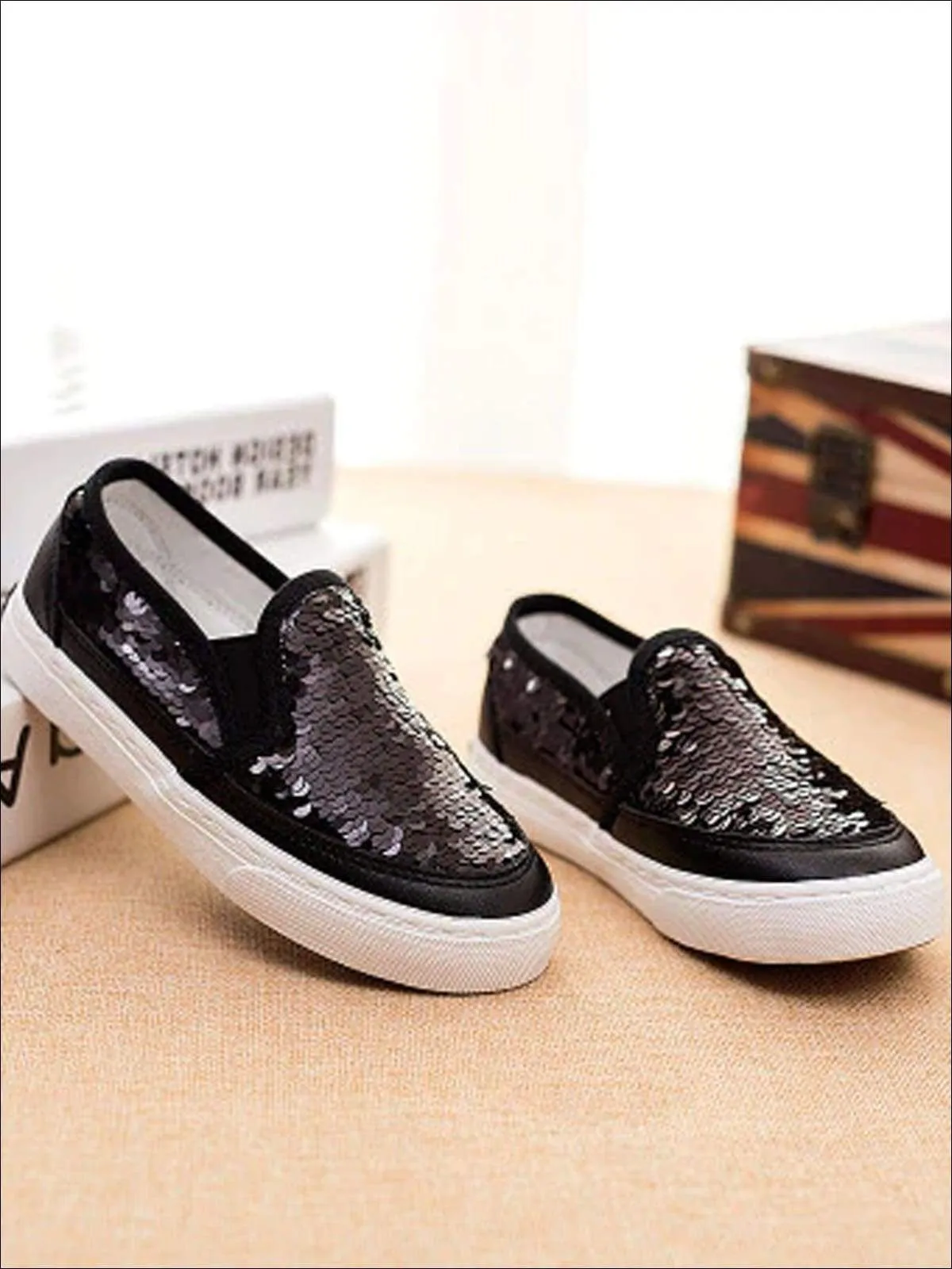 Girls Sequin Casual Slip On Sneakers By Liv and Mia