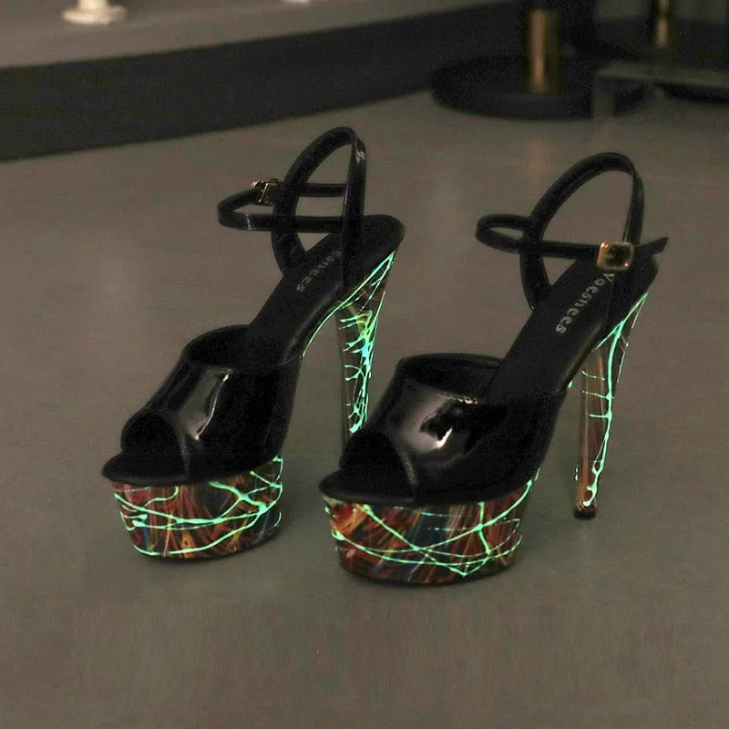 Glow-in-the-Dark Stiletto Platform High Heels