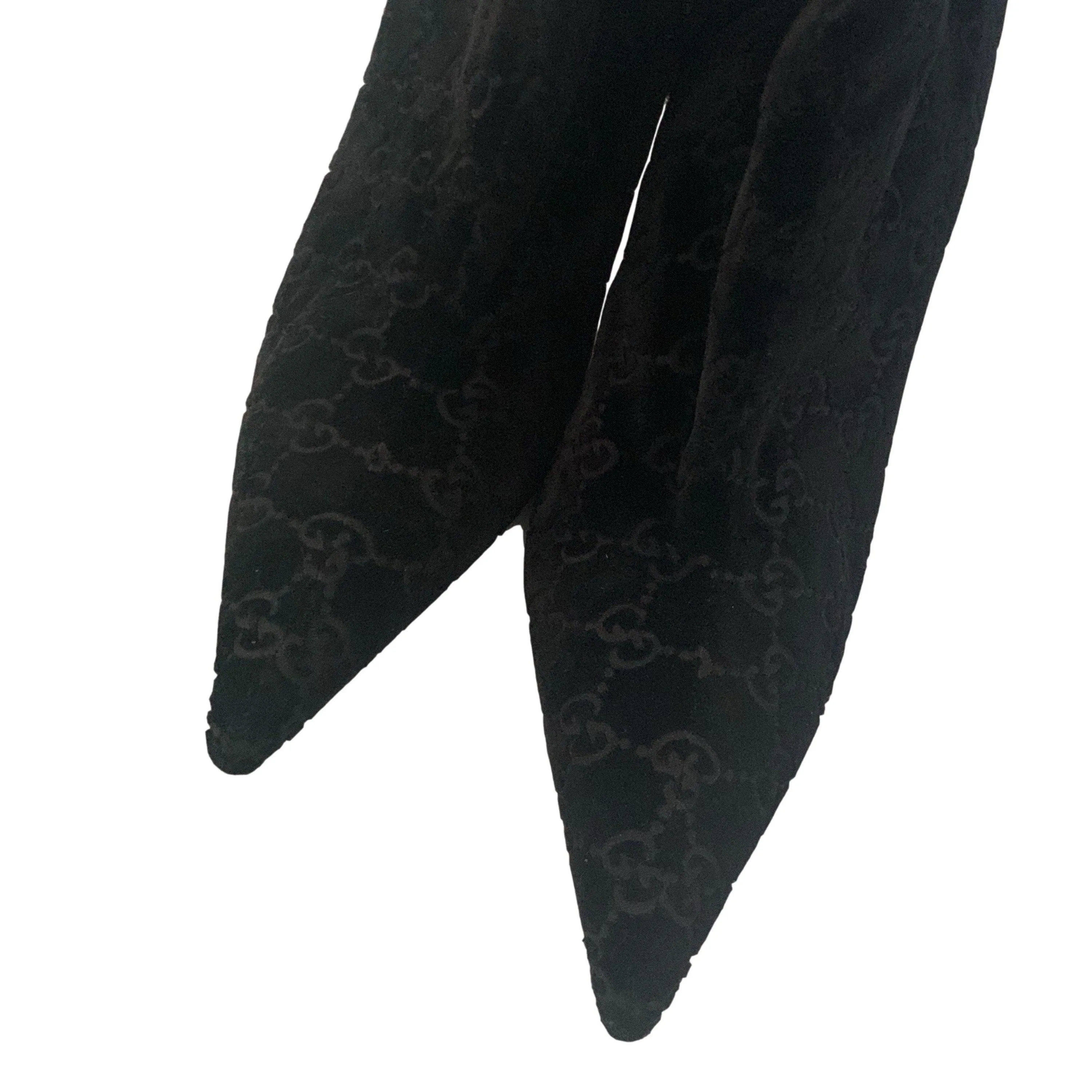 Gucci Black Logo Velvet Boots
