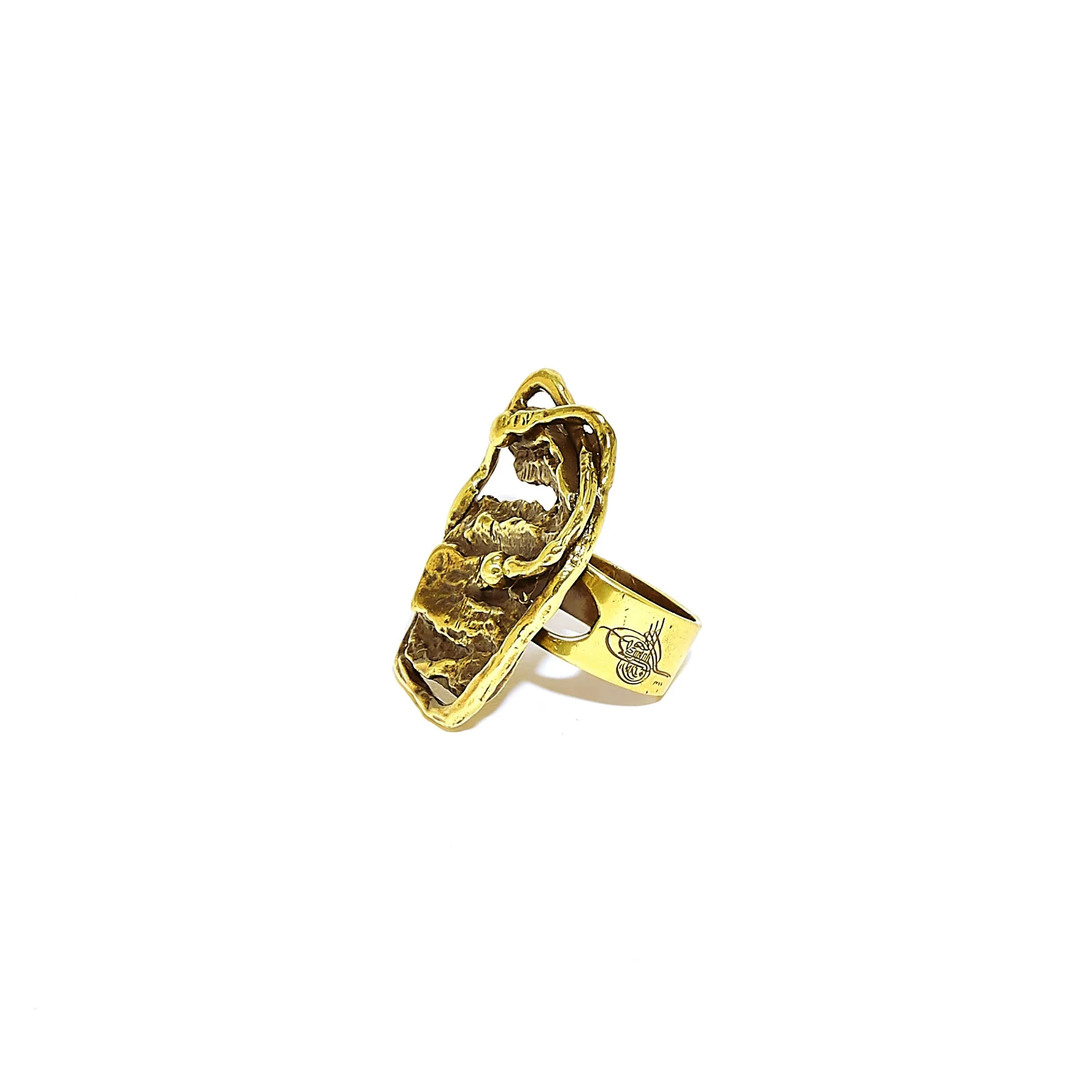 Handmade Abstract Etched Bronze Ring