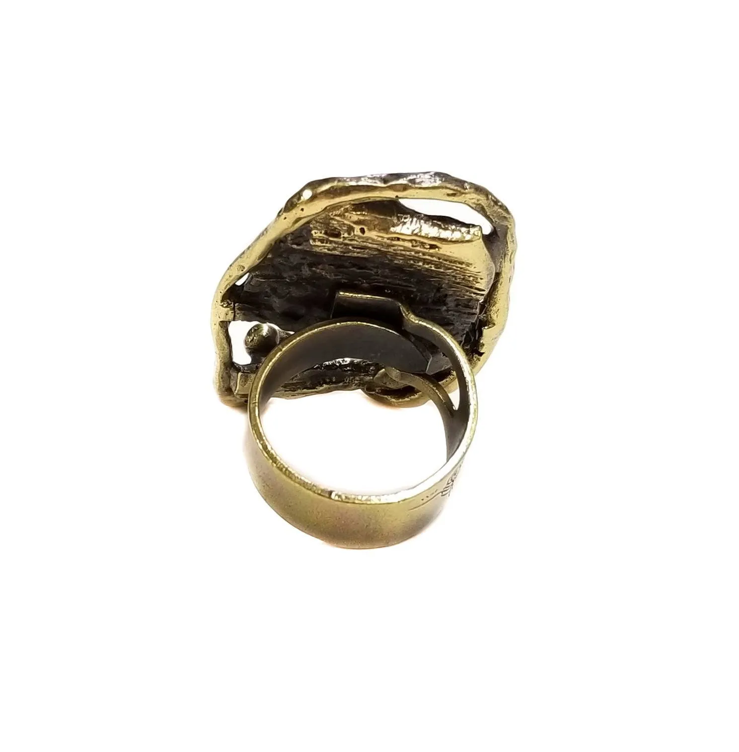 Handmade Abstract Etched Bronze Ring