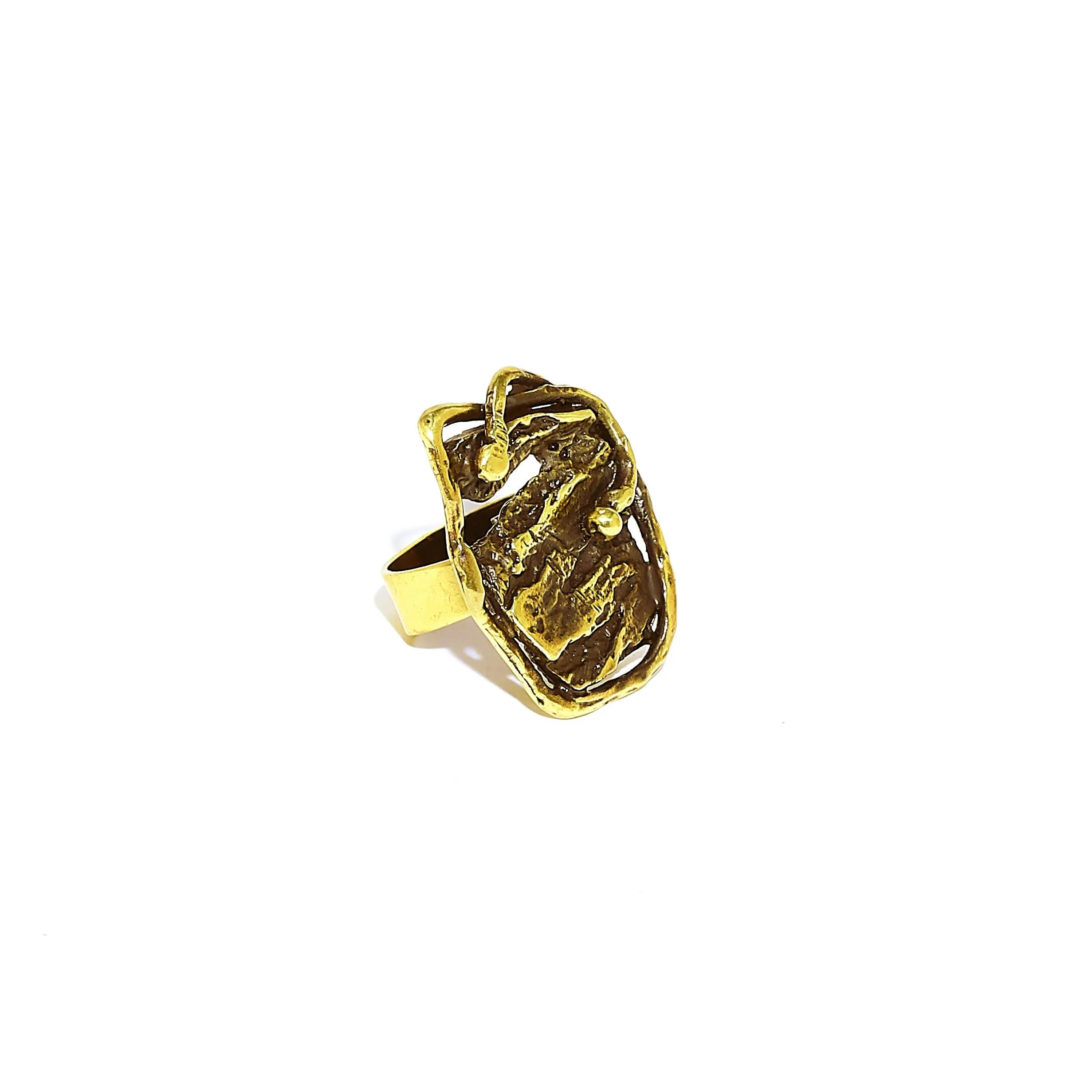 Handmade Abstract Etched Bronze Ring