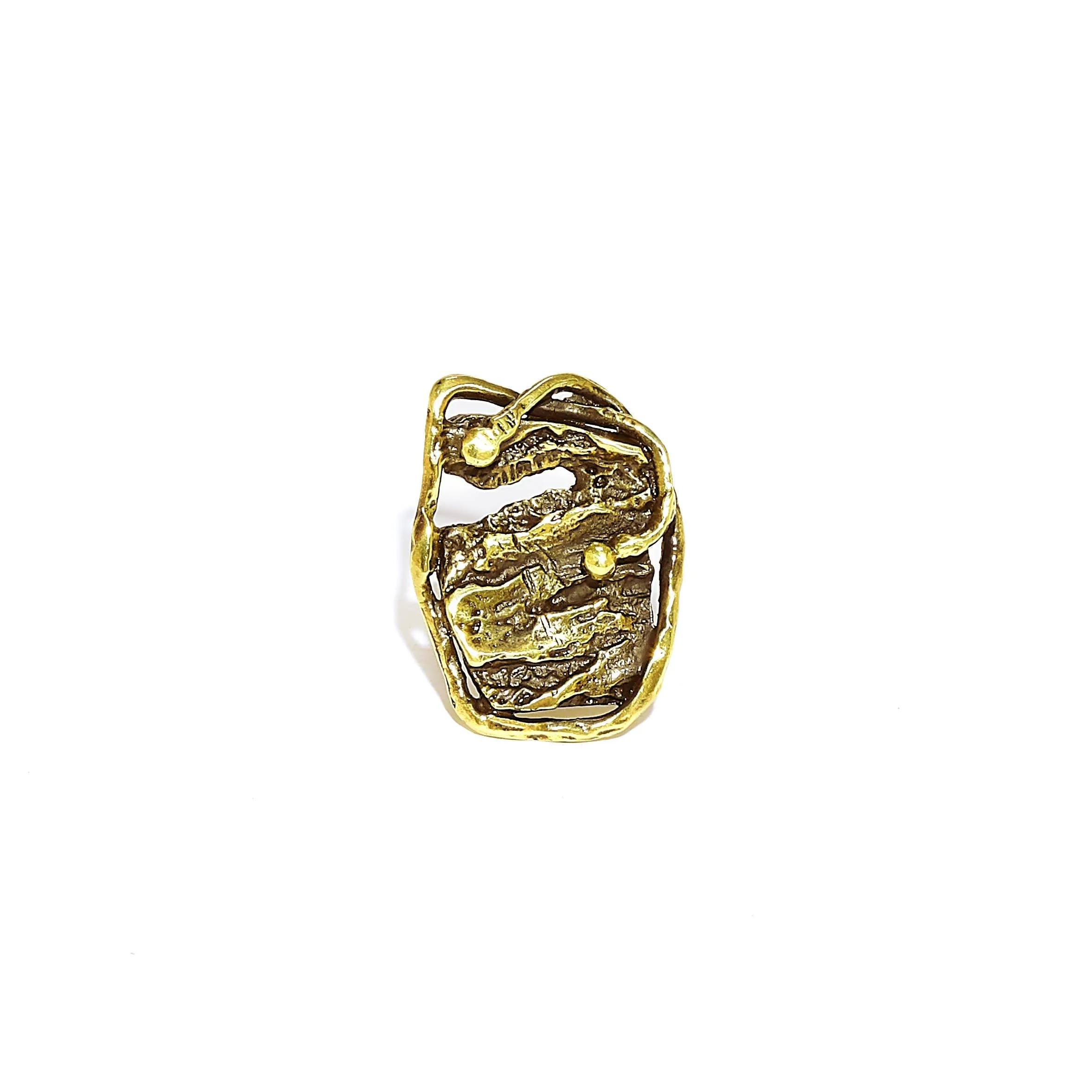 Handmade Abstract Etched Bronze Ring