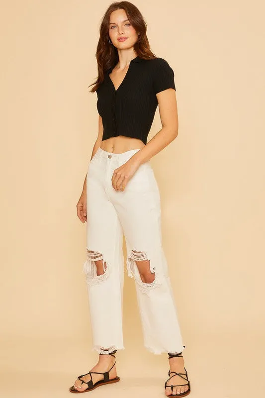 Hazel Blues® |  Annie Wear Distressed Raw Hem Jeans