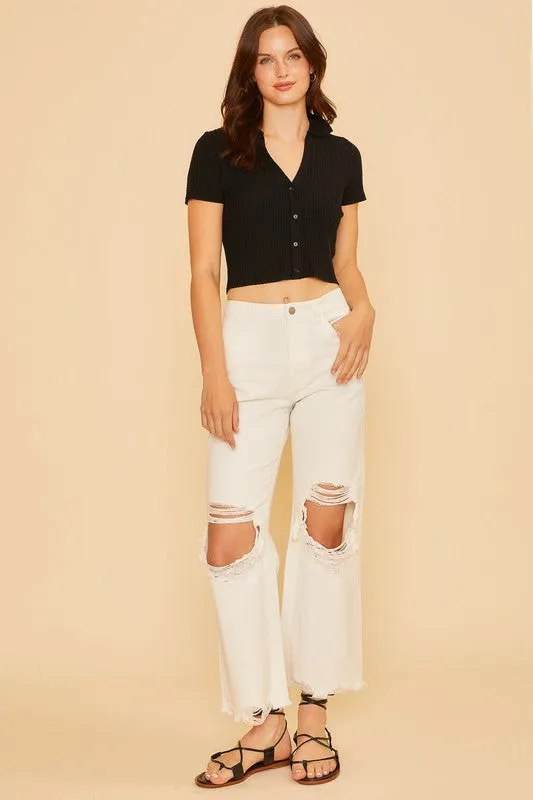 Hazel Blues® |  Annie Wear Distressed Raw Hem Jeans