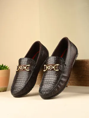 Hitz Men's Brown Leather casual Loafers
