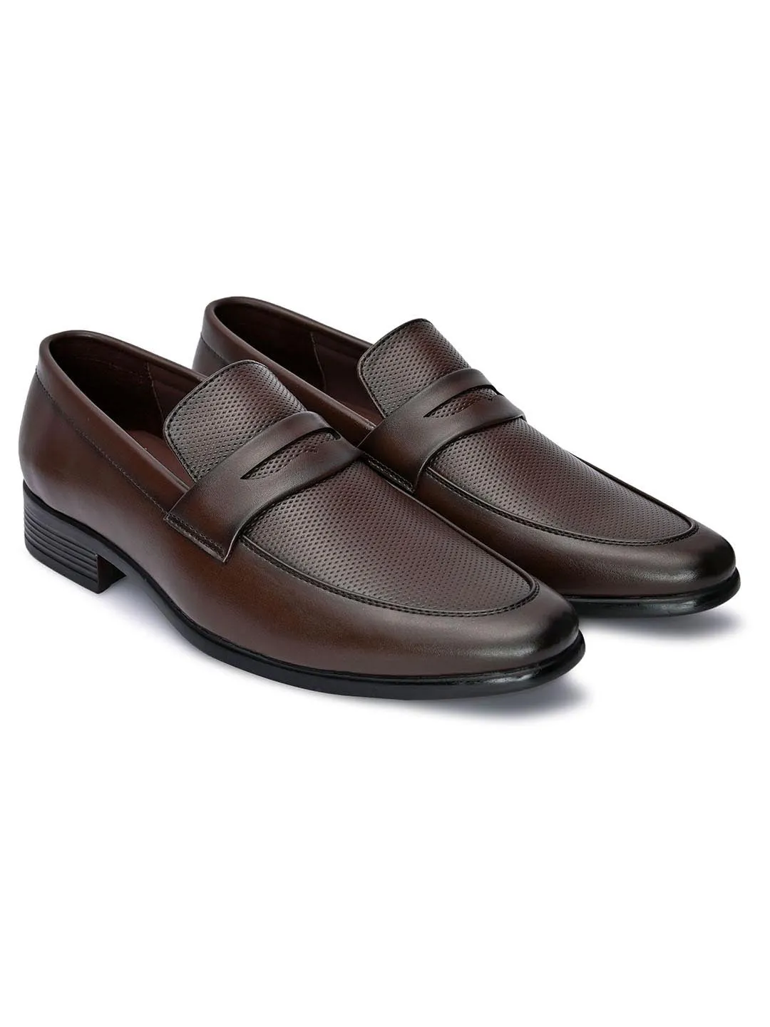 Hydes N Hues Men Brown Solid Leather Formal Loafers