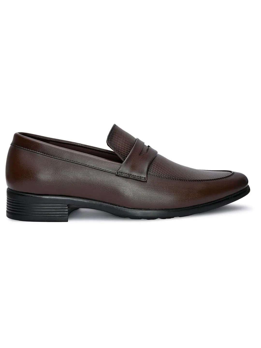 Hydes N Hues Men Brown Solid Leather Formal Loafers