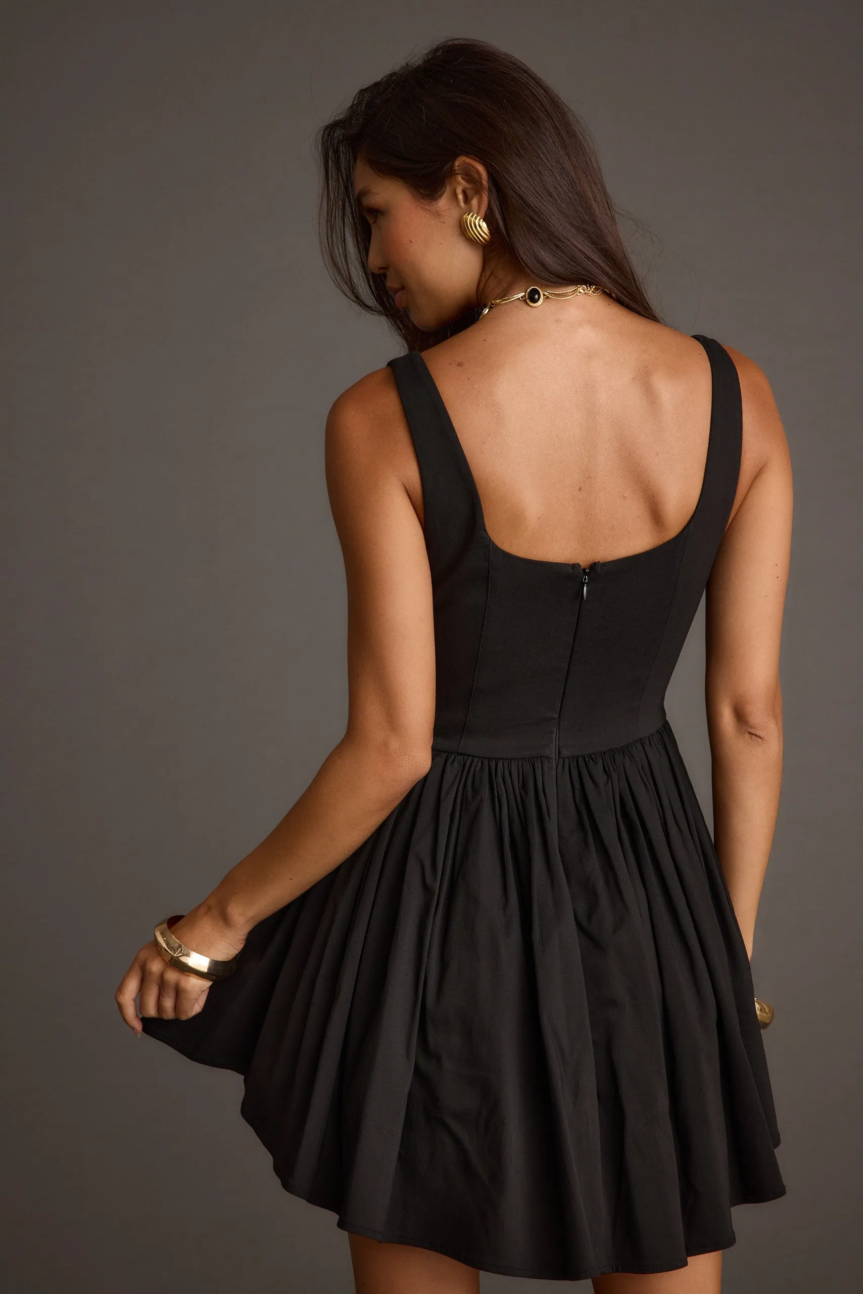 Kit Black Drop Waist Mini Dress