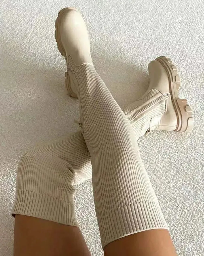 Knit Knee High Boots