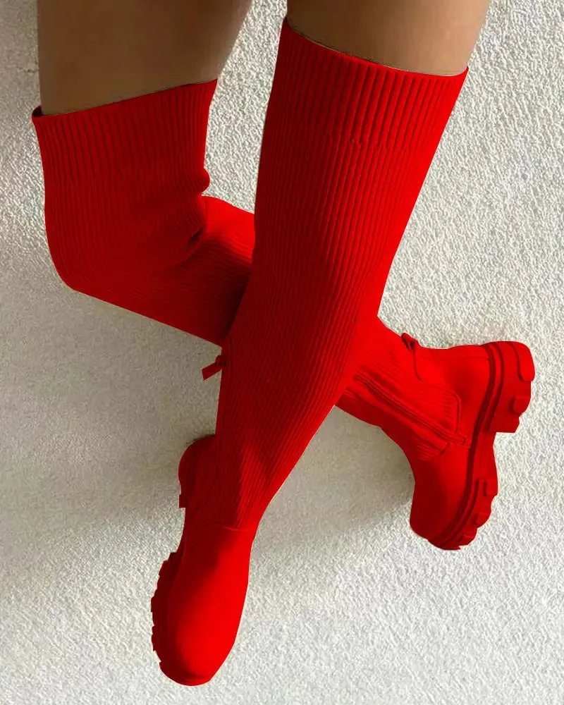 Knit Knee High Boots