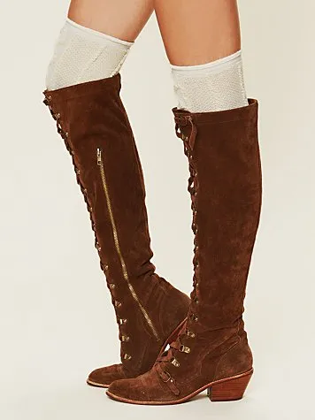 Lace Up Long Motorcycle Boots Women  Over-the-knee Boots Genuine Leather Tall Boots Women High Heels Botas De Caballo