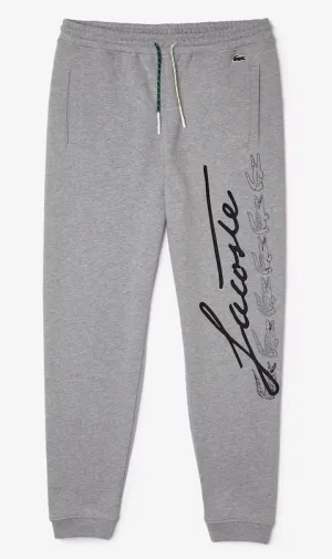 Lacoste Men's Signature And Crocodile Print Jogging Pants Grey XH2626-51-4JV