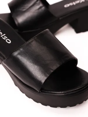 Ladies Platform Push-in Heel Sandal - Black