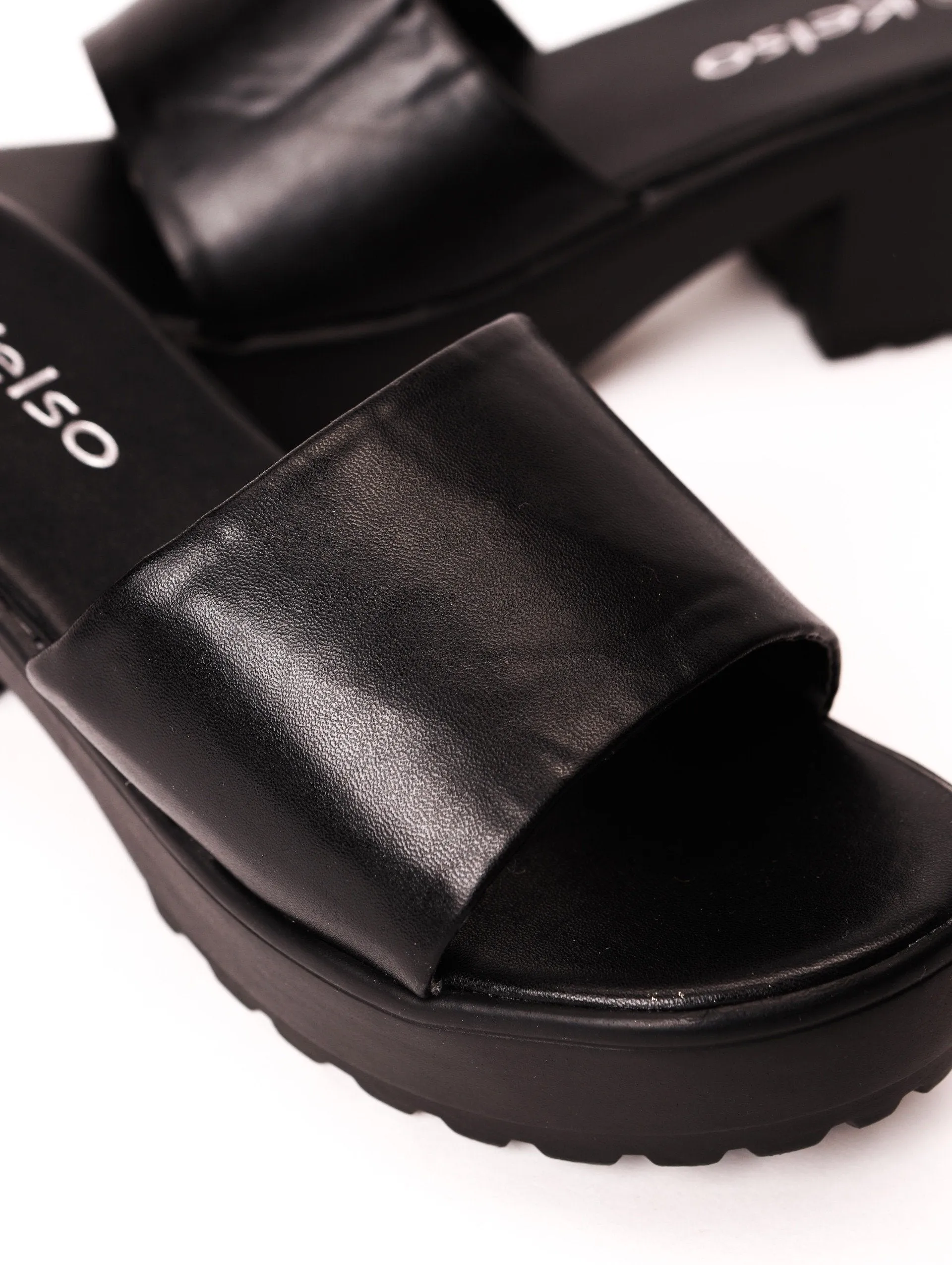 Ladies Platform Push-in Heel Sandal - Black