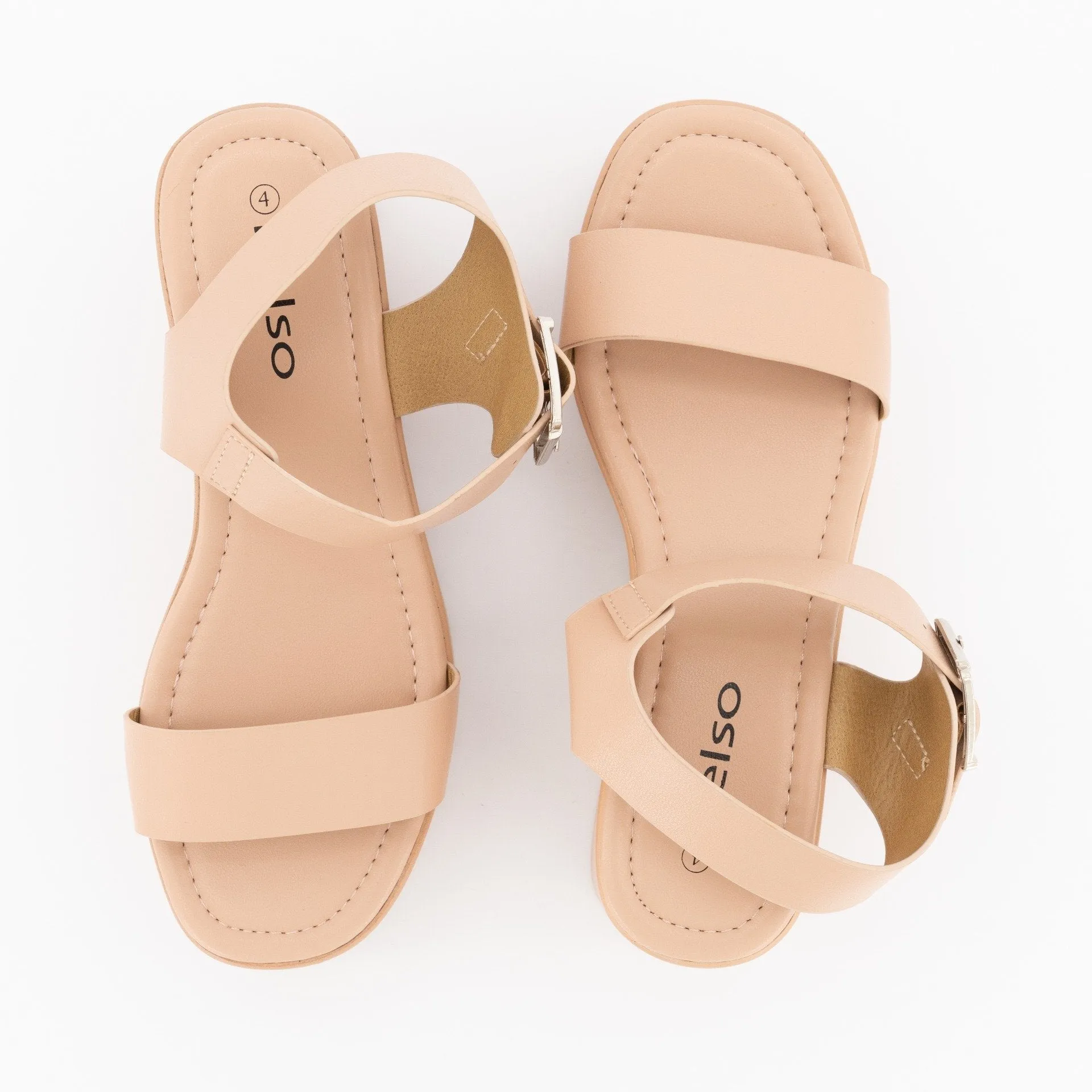 Ladies Raw Edge Ankle-Strap Mule On Colour Platform - Blush