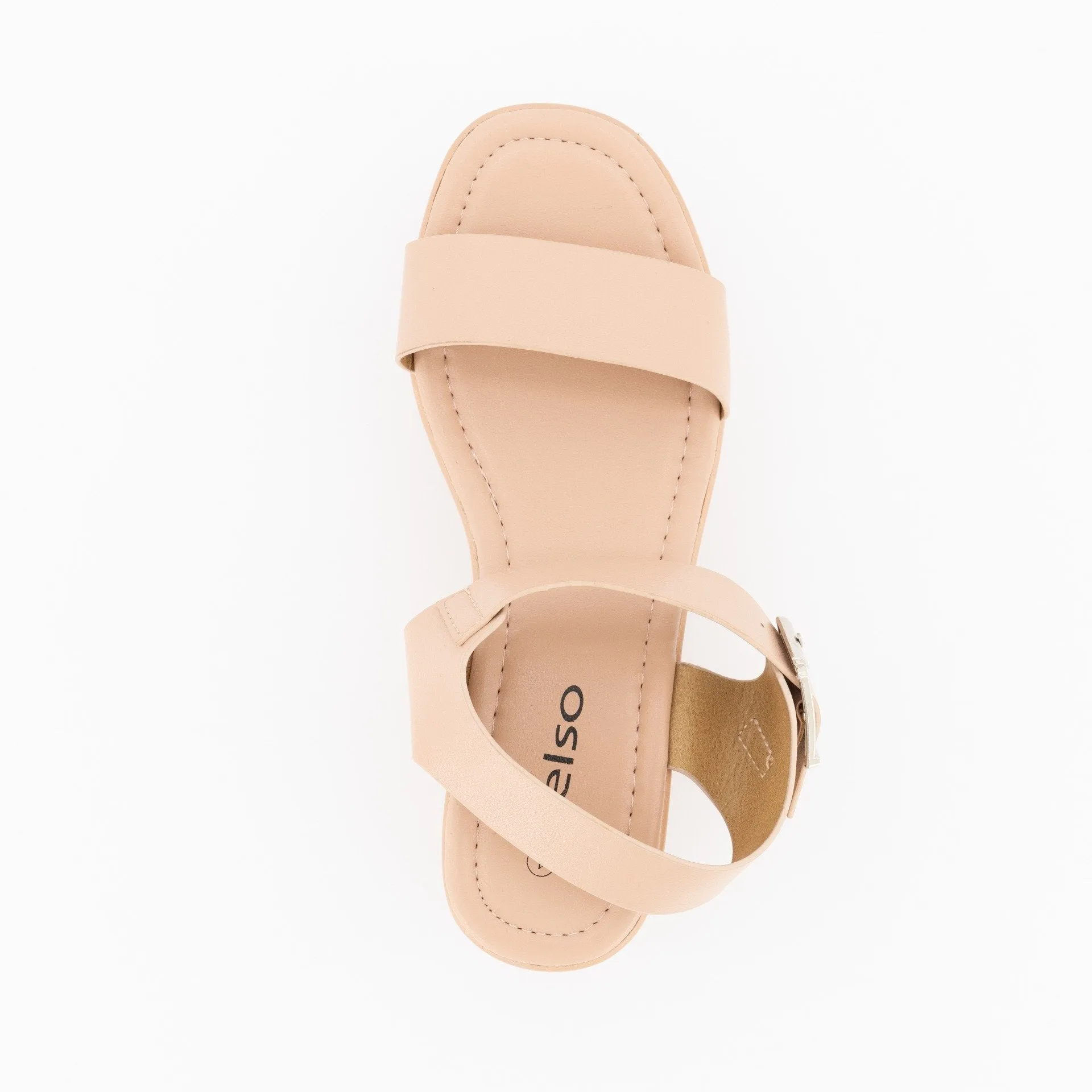 Ladies Raw Edge Ankle-Strap Mule On Colour Platform - Blush
