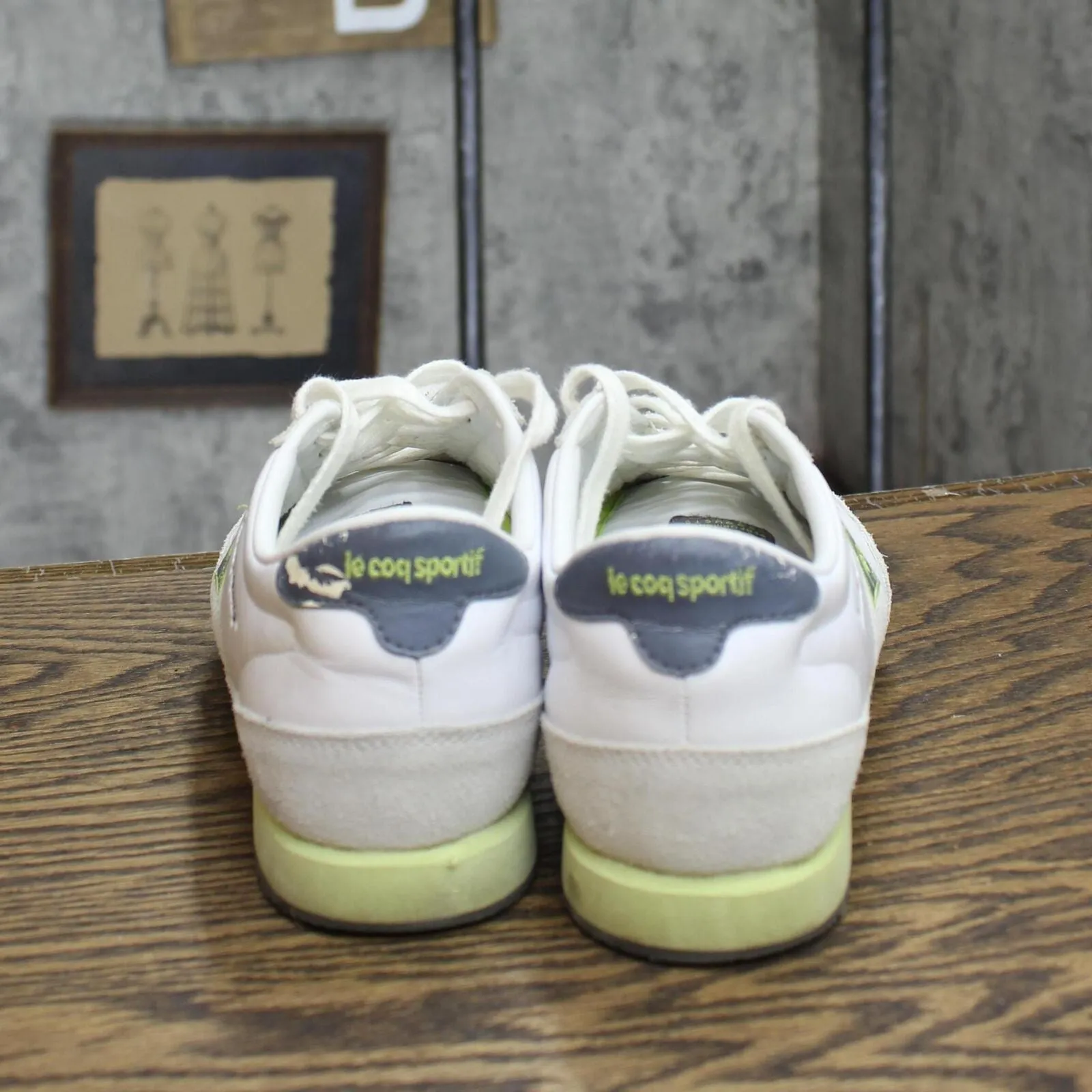 Le Coq Sportiff Womens Vintage Helsinki Lace Up Sneakers White / Lime 6M