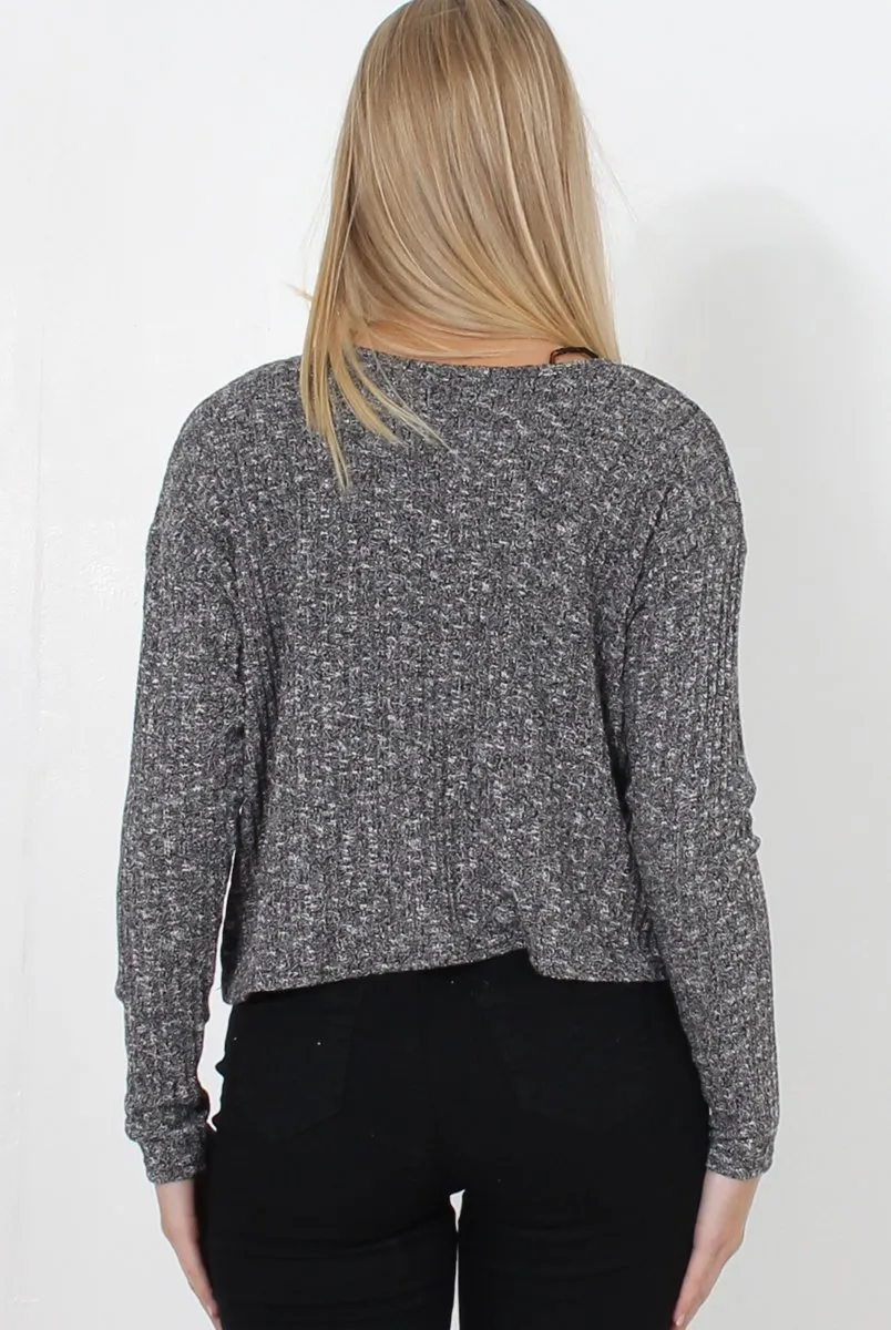 Liv Grey Ribbed Top
