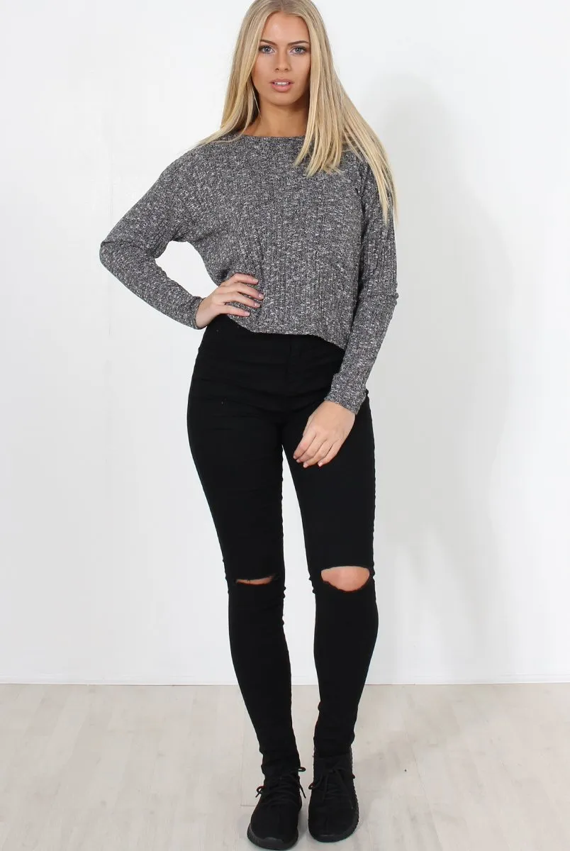 Liv Grey Ribbed Top