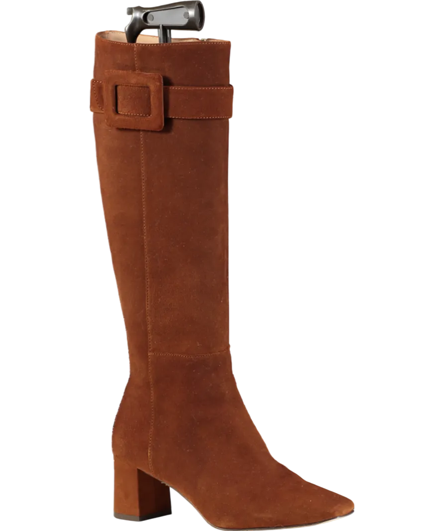 LK Bennett Brown Carlotta Block Heel Suede Knee High Boots UK 4 EU 37 👠