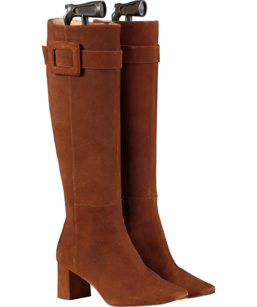 LK Bennett Brown Carlotta Block Heel Suede Knee High Boots UK 4 EU 37 👠