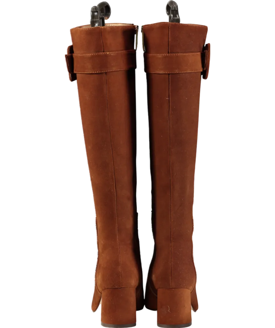 LK Bennett Brown Carlotta Block Heel Suede Knee High Boots UK 4 EU 37 👠