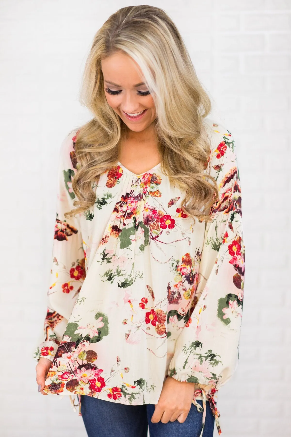 Love Me Again Cream Floral Blouse