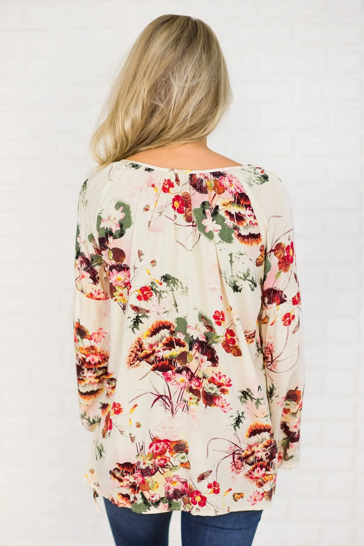 Love Me Again Cream Floral Blouse