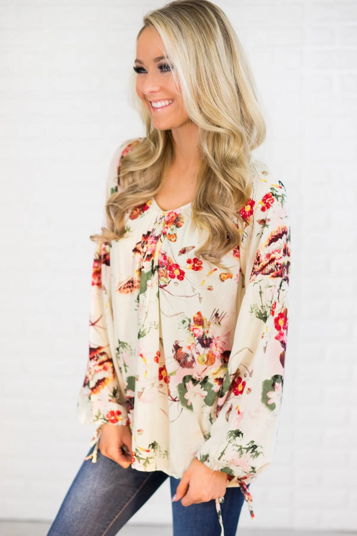 Love Me Again Cream Floral Blouse