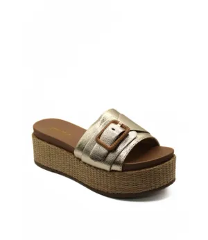 Lulah Gold Buckle Platform Wedge