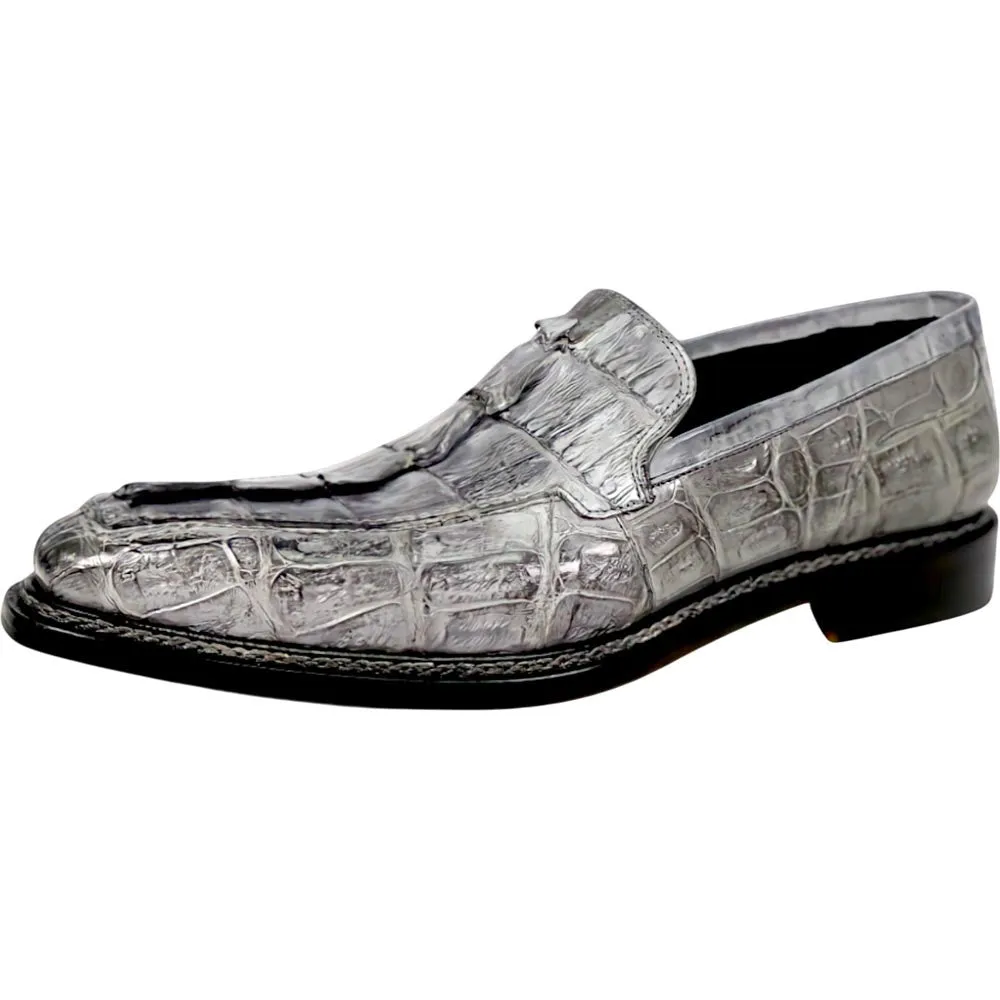 Mauri Orefici Men's Light Grey Shoes Exotic Crocodile / Hornback Tail Loafers