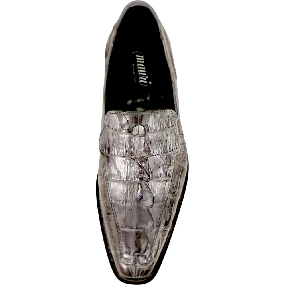 Mauri Orefici Men's Light Grey Shoes Exotic Crocodile / Hornback Tail Loafers