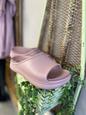 Mauve Platform Slide Sandals