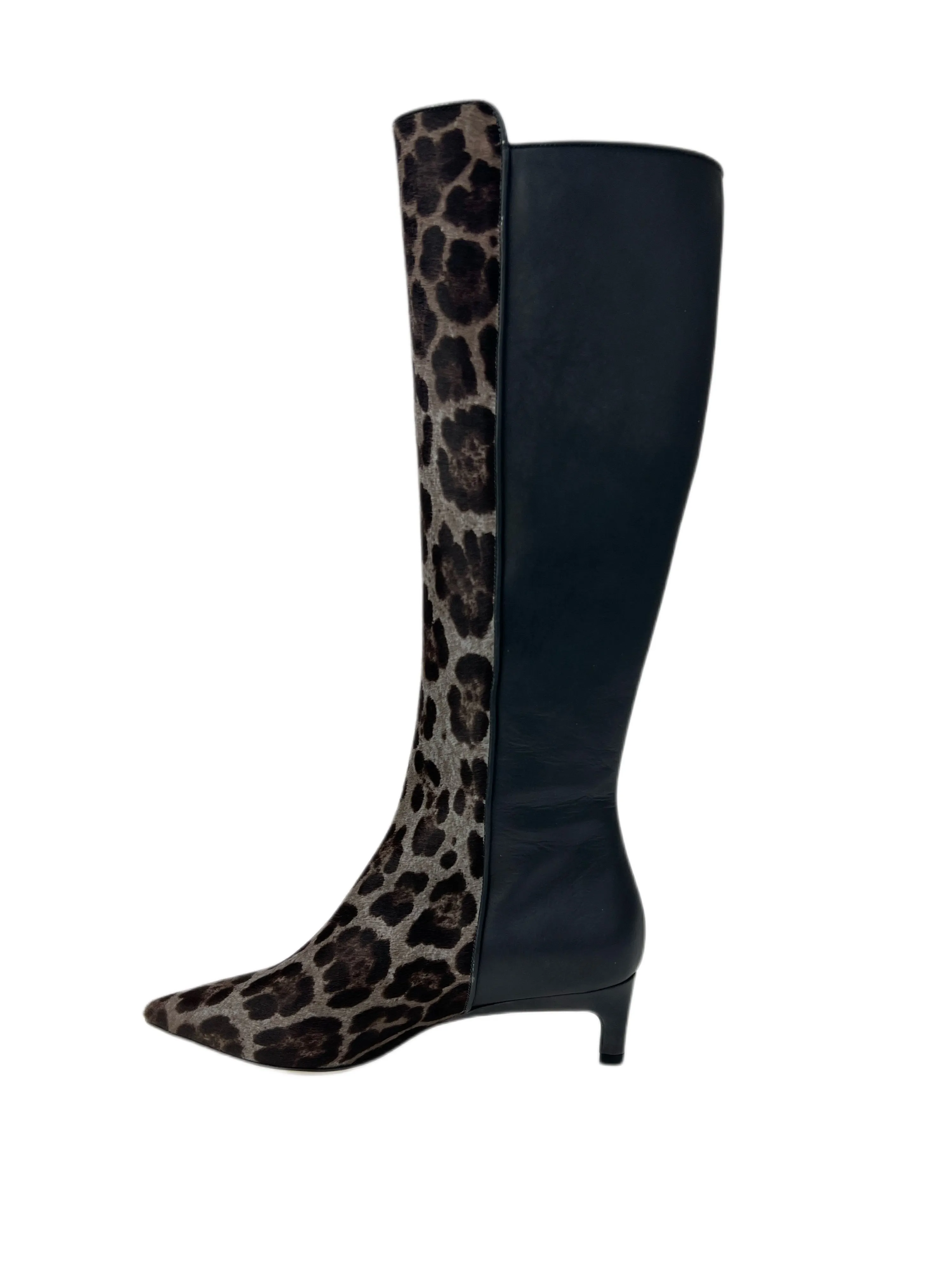 Max Mara Women's Makula Antracite Pirro Kitten Heel Knee Boots Size 7 NWB