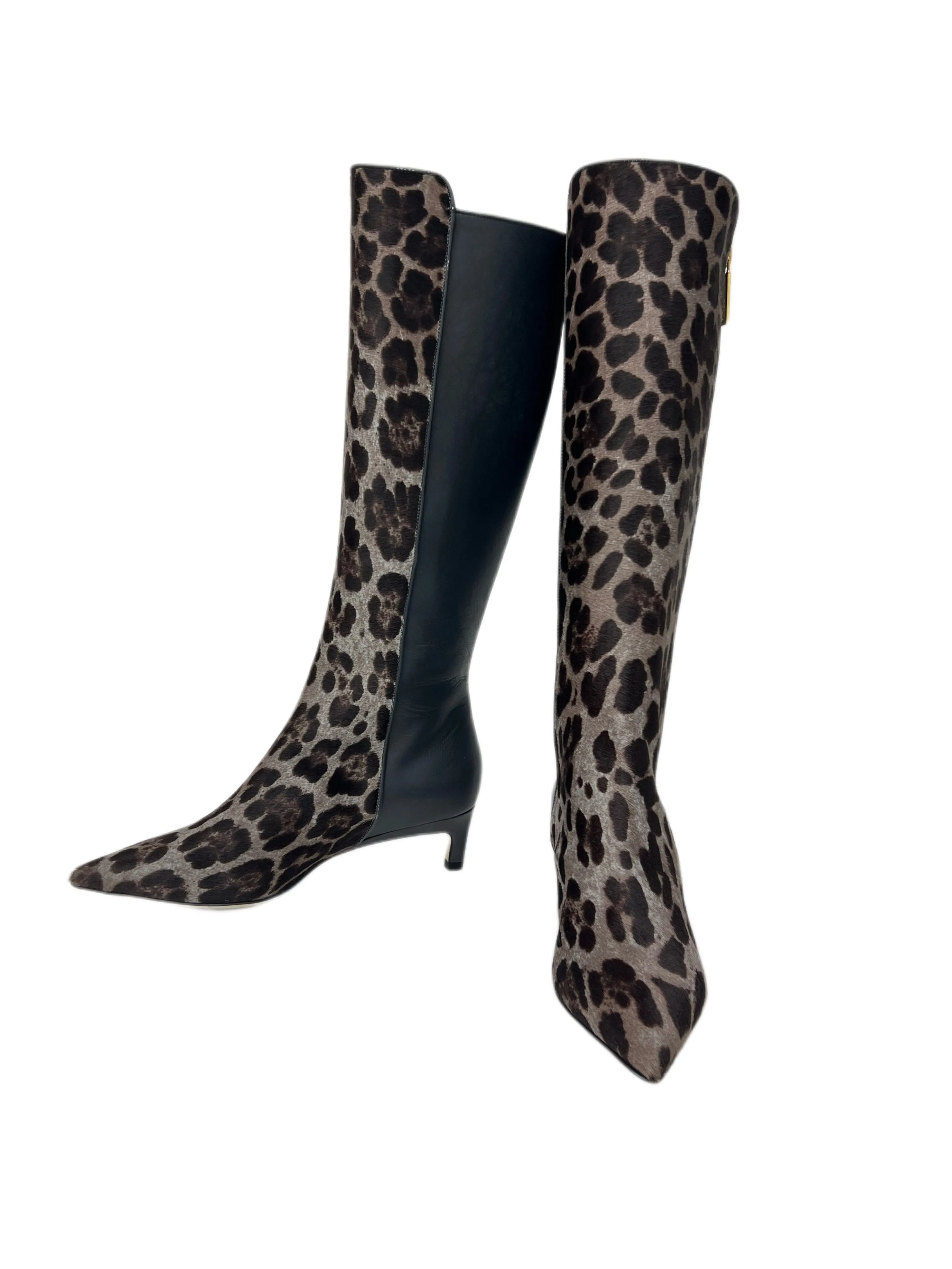 Max Mara Women's Makula Antracite Pirro Kitten Heel Knee Boots Size 7 NWB