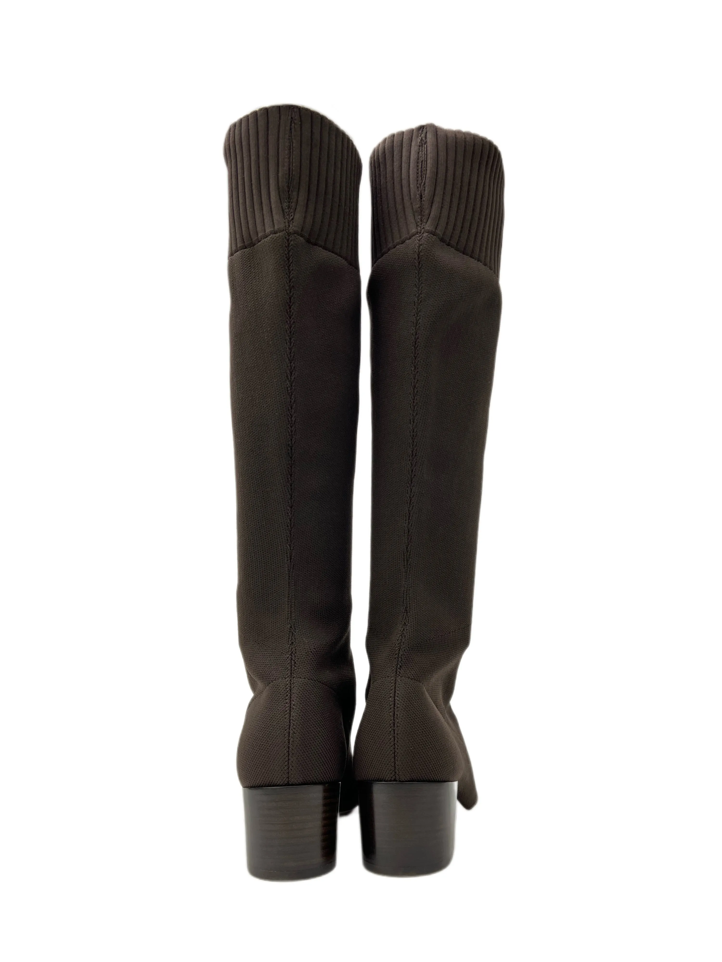 Max Mara Women's Moka Delfina Stretch Knit Block Heel Knee Boots Size 7 NWB