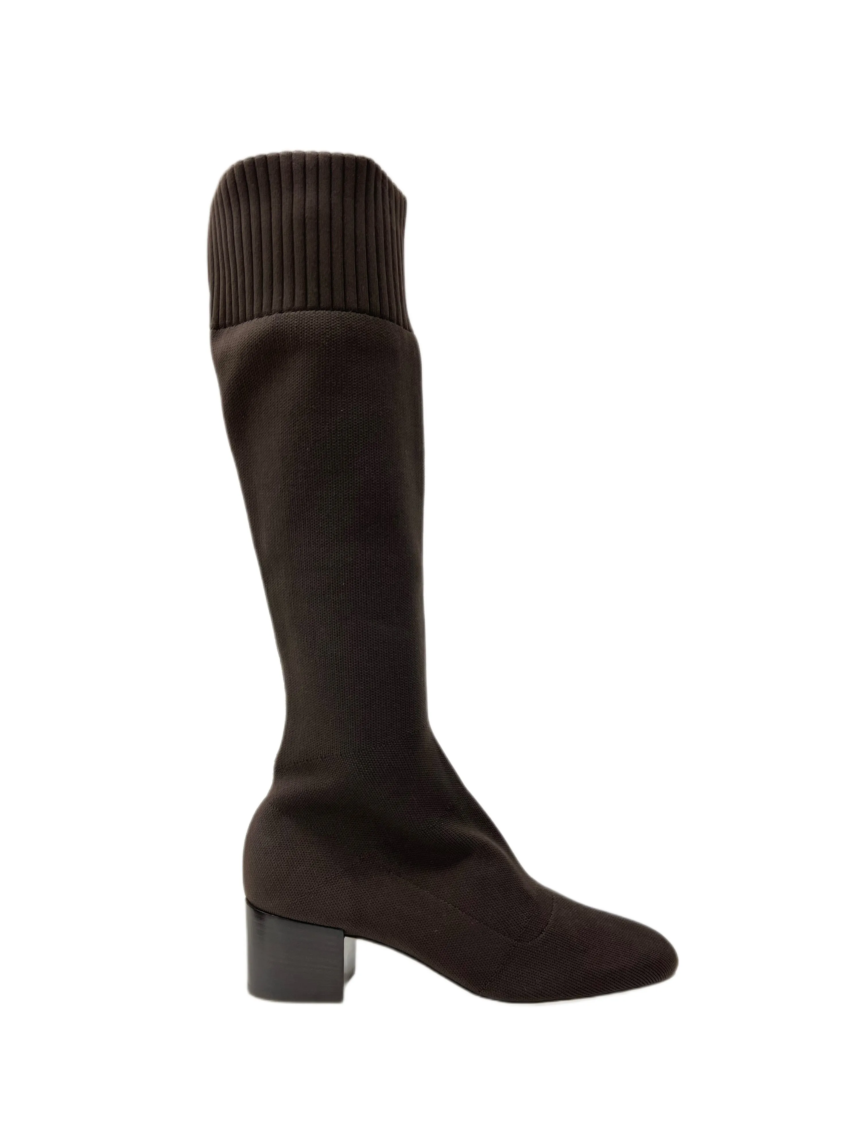 Max Mara Women's Moka Delfina Stretch Knit Block Heel Knee Boots Size 7 NWB