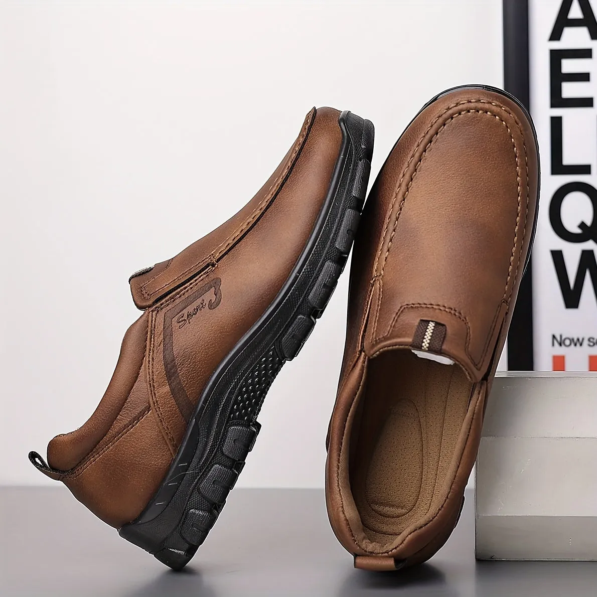 Men's Casual Loafers Flat Shoes, Comfortable Basic Style for Business