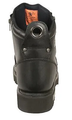 MEN'S MOTORBIKE REAL LEATHER LACE TO TOE BOOT W/DOUBLE SIDED ZIPPER ENTRY NEW