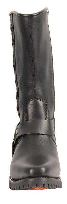 Men's Motorcycle Waterproof J Toe Harness Leather boot with Lacing