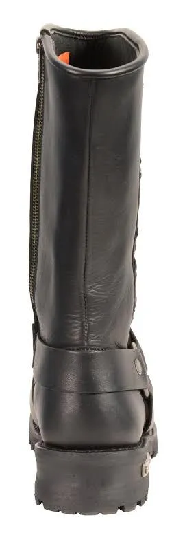 Men's Motorcycle Waterproof J Toe Harness Leather boot with Lacing